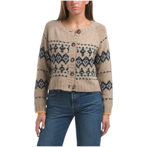 MAGASCHONI Crew Neck Button Down Cropped Cardigan - Picture 1 of 2